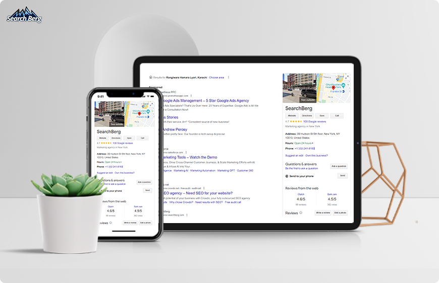 A GMB profile on multiple devices for customers.