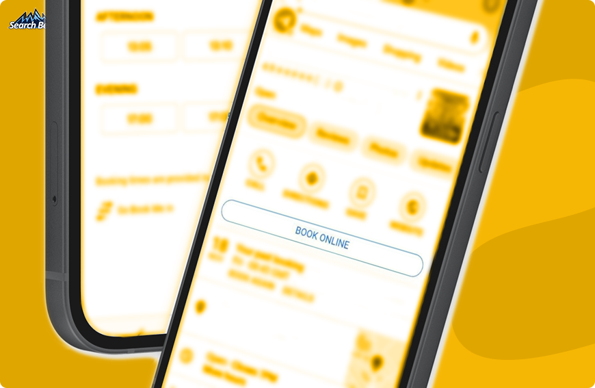 A graphic showing online booking through Google My Business's online features.